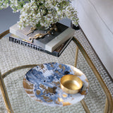 New Orleans Glass Blue and Gold Marble Large Round Platter