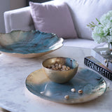 New Orleans Glass Light Teal Gold Foil Round Platter