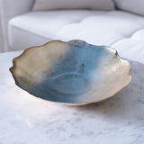 New Orleans Glass light teal gold foil centerpiece w/scalloped edges