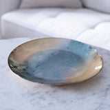 New Orleans Glass Light Teal Gold Foil Round Platter