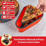 Pizza Pack - Reusable Pizza Storage Container with 5 Microwavable Serving Trays - BPA-Free Adjustable Pizza Slice Container to Organize &