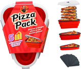 Pizza Pack - Reusable Pizza Storage Container with 5 Microwavable Serving Trays - BPA-Free Adjustable Pizza Slice Container to Organize &