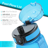 22 oz. Water Bottle with No Leak Fast Flow Lid and Smart Design for One Handed Use, BPA Free Tritan Plastic,
