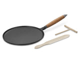 STAUB CAST IRON - FRY PANS/ SKILLETS CREPE PAN WITH SPREADER AND SPATULA, BLACK MATTE