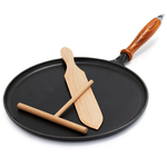 STAUB CAST IRON - FRY PANS/ SKILLETS CREPE PAN WITH SPREADER AND SPATULA, BLACK MATTE