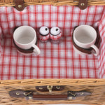Catalina English Style Picnic Basket with Service for Two, Red and White Plaid