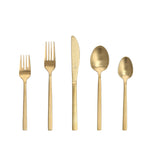 Arezzo Brushed Gold 18/10 Stainless Steel Flatware, 20 Piece, Service for 4