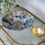 New Orleans Glass Blue and Gold Marble Extra-Large Centerpiece