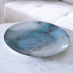 New Orleans Glass Light Teal Silver Foil Round Platter