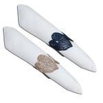 Blue Leaf Double-Sided Napkin Ring Set of 4