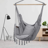 Hammock Chair Hanging Rope Swing, Light Grey