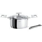Casteline 1 Qt Saucepan Set With Domed Glass Lid, Long Handle and 2 Grips (5 Piece)