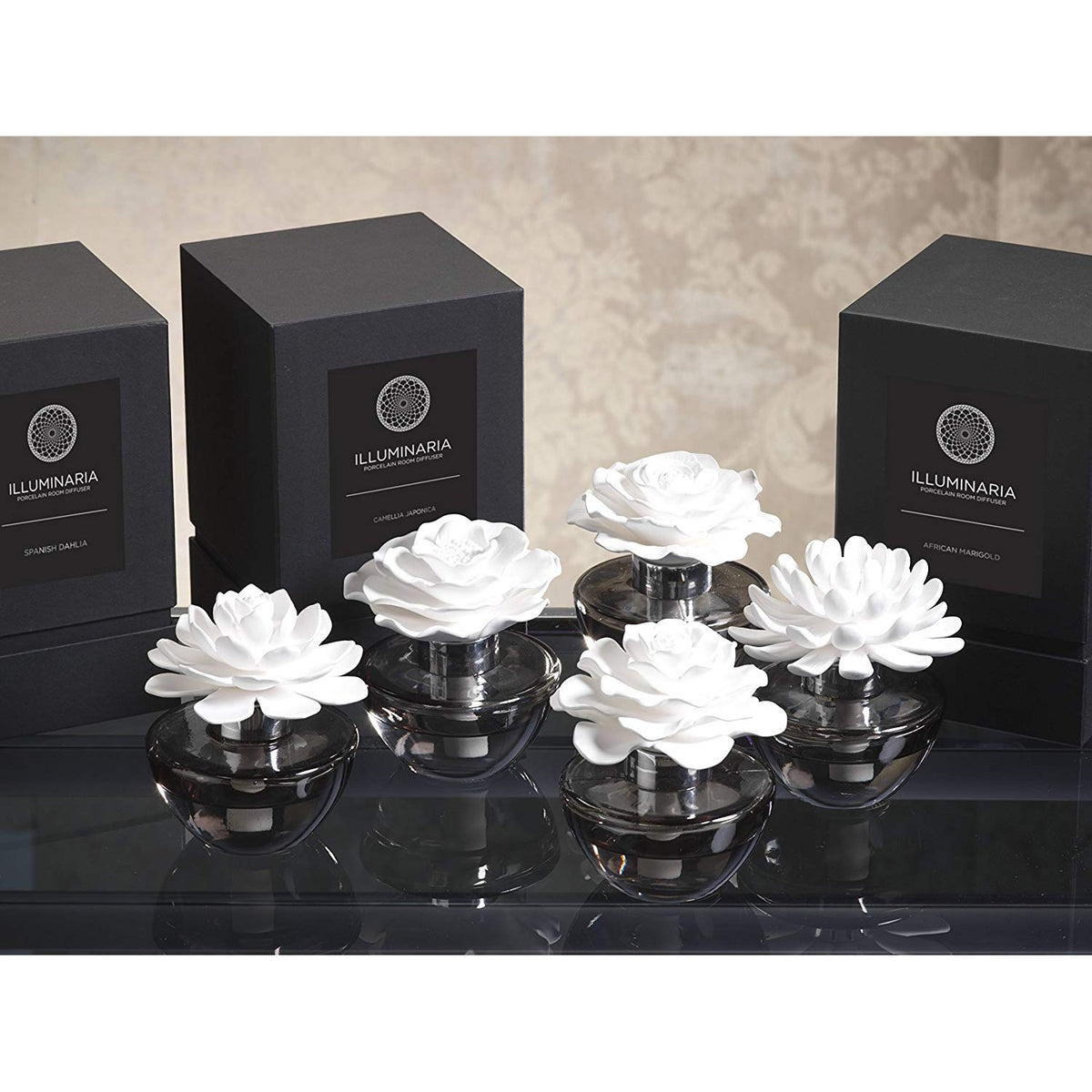 Spanish Dahlia Illuminaria Porcelain Diffuser in Gray Bottle – Finkelman's