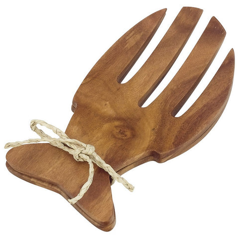 Acacia Wood Fish Shaped Salad Serving Set, 6.5"