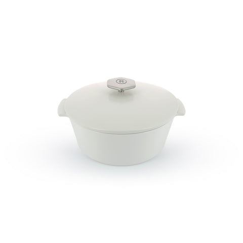 White Round Ceramic Cookware -3.75QT - Induction Revolution 2