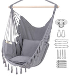 Hammock Chair Hanging Rope Swing, Light Grey