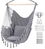 Hammock Chair Hanging Rope Swing, Light Grey