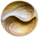 Acacia Wood 2-Compartment Yin Yang Bowl, 8" x 8" x 2"