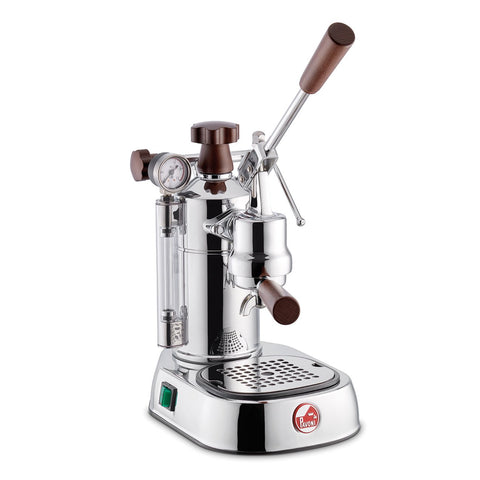 Professional Espresso Machine, Chrome and Wood